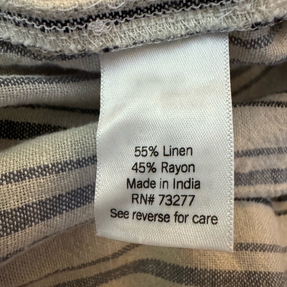 Sonoma Beige and Black Striped v Neck Jumpsuit Linen Blend - Picture 12 of 14